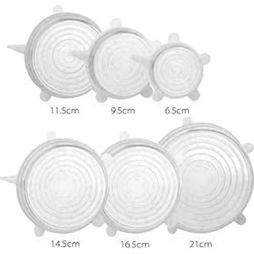 Tapas de Silicona Reutilizables BLUE HOPE - 6 Piezas Transparentes