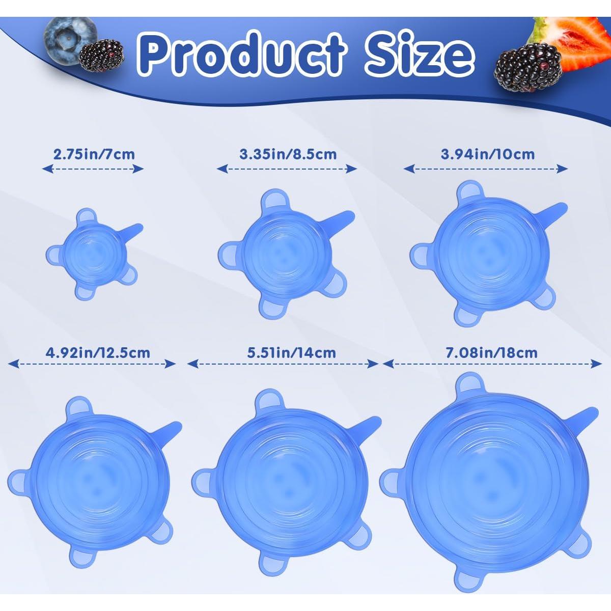 12 Tapas de Silicona Reutilizables Taefuwr - Blanco y Azul