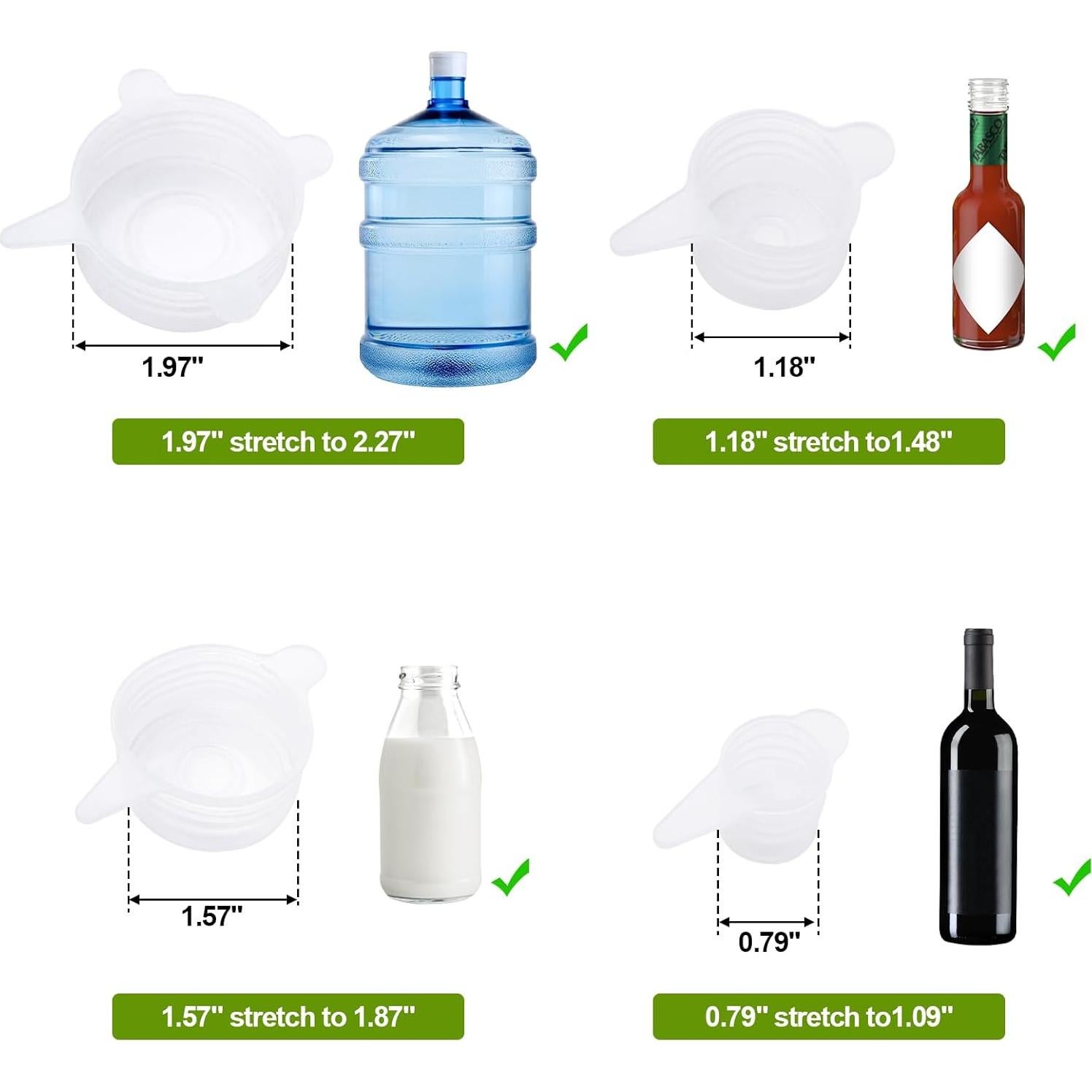 Tapas de Silicona Estirables MingQiEven - 12 Piezas, 4 Tamaños