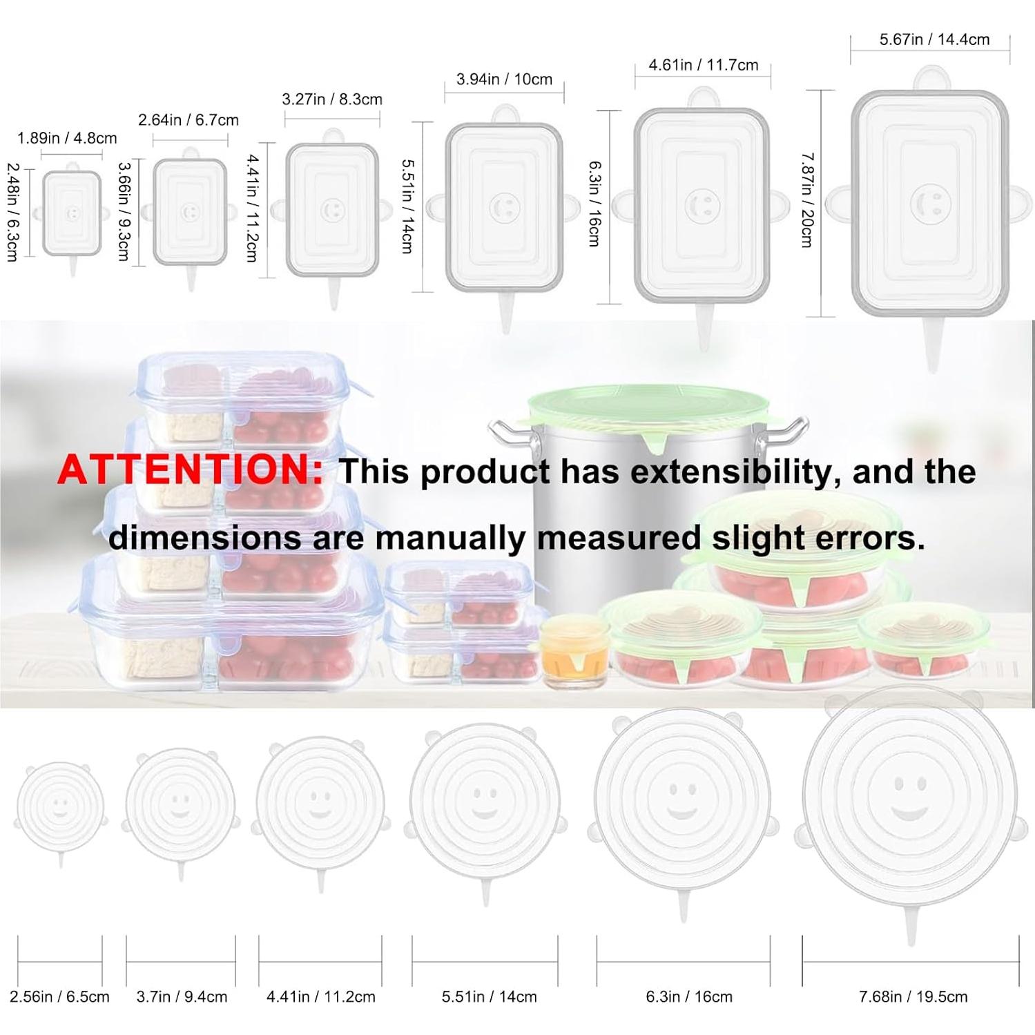 Tapas de Silicona Estirables Wome - 12 Piezas Reutilizables