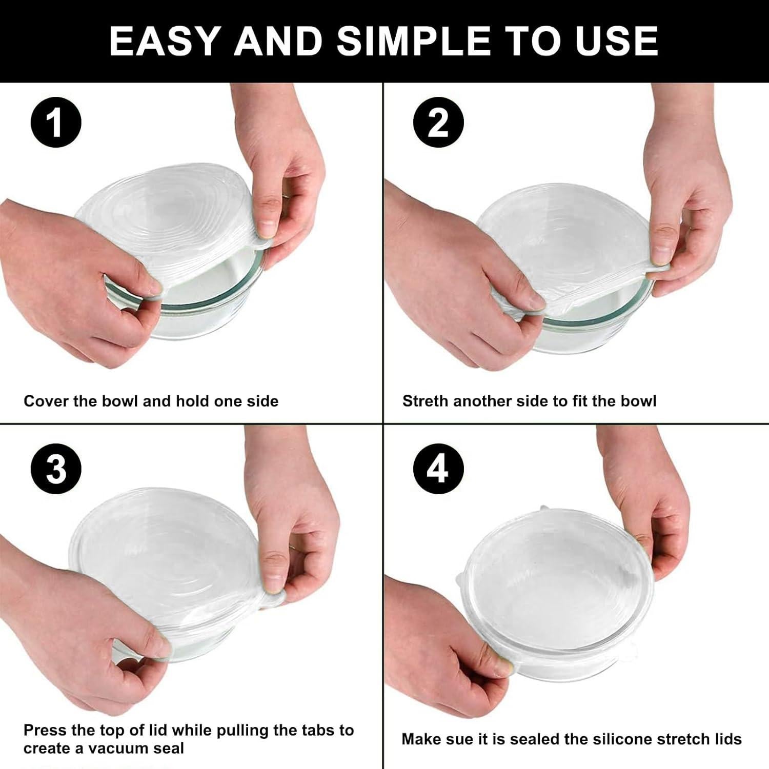 Tapas de Silicona Estirables Wome - 12 Piezas Reutilizables