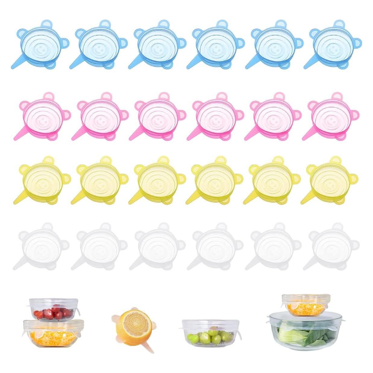 24 Tapas de Silicona Estirables Reutilizables BUHYUHB 6.5 cm
