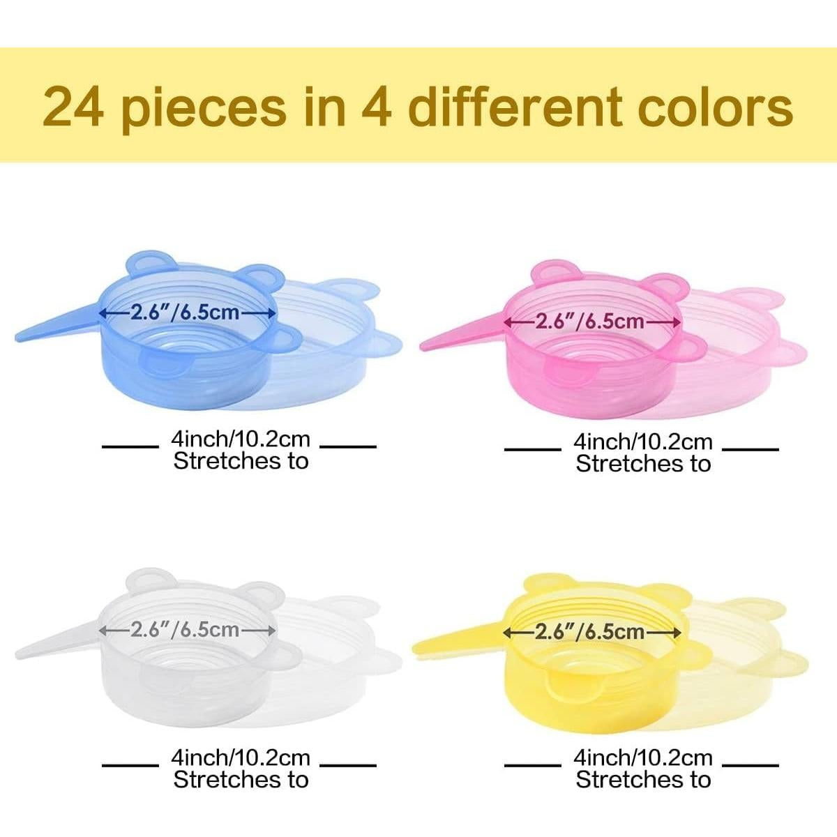 24 Tapas de Silicona Estirables Reutilizables BUHYUHB 6.5 cm