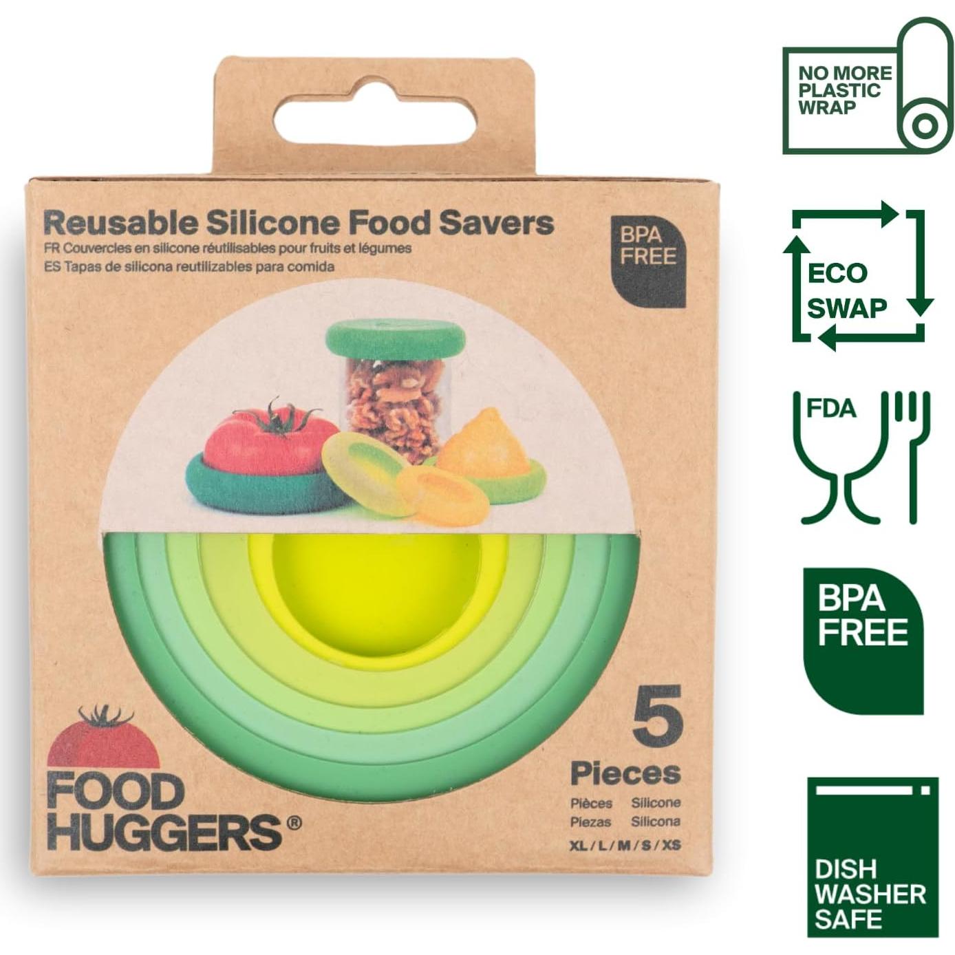Food Huggers 5 Piezas Silicona Reutilizables Verde Salvia