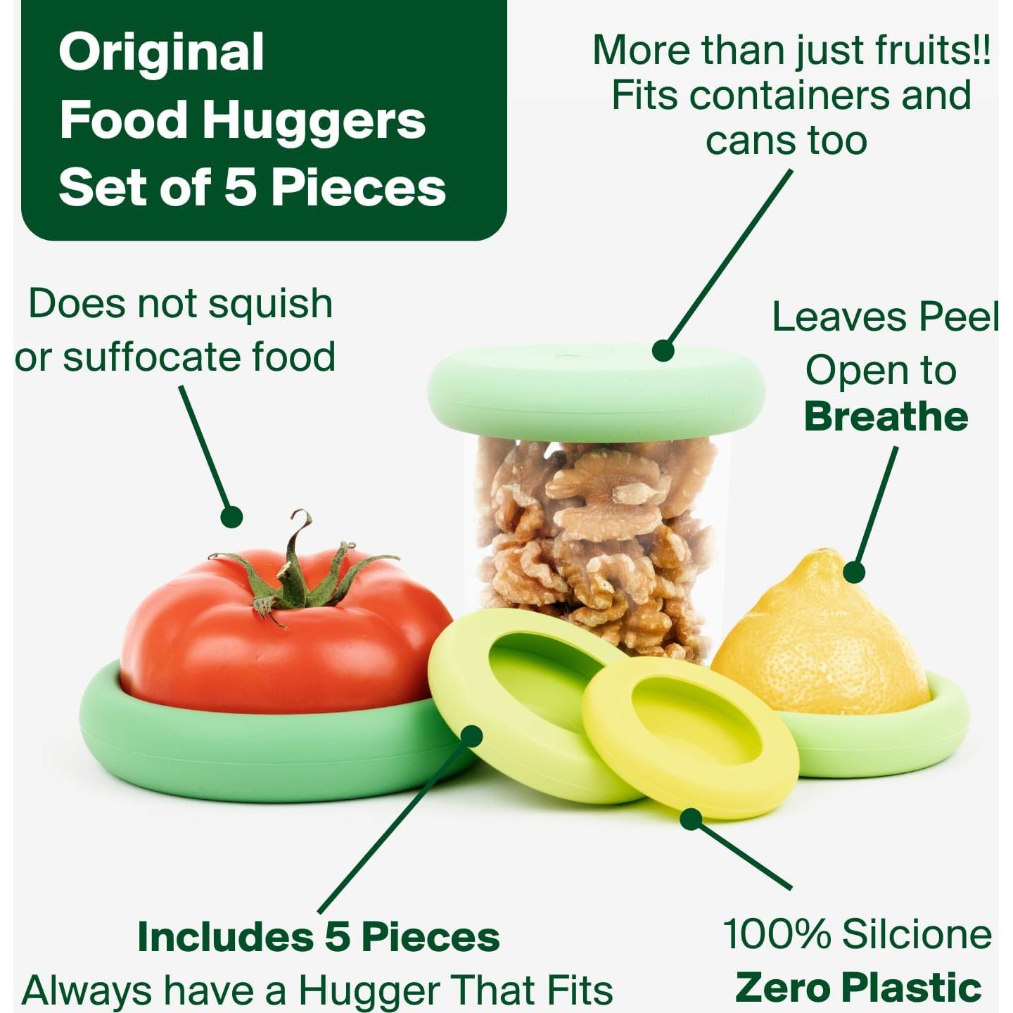 Food Huggers 5 Piezas Silicona Reutilizables Verde Salvia