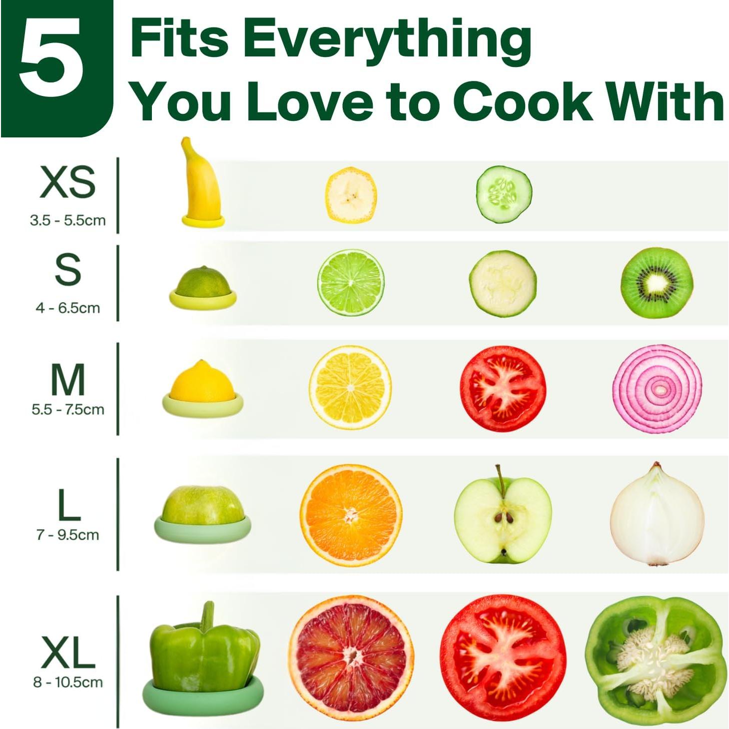 Food Huggers 5 Piezas Silicona Reutilizables Verde Salvia