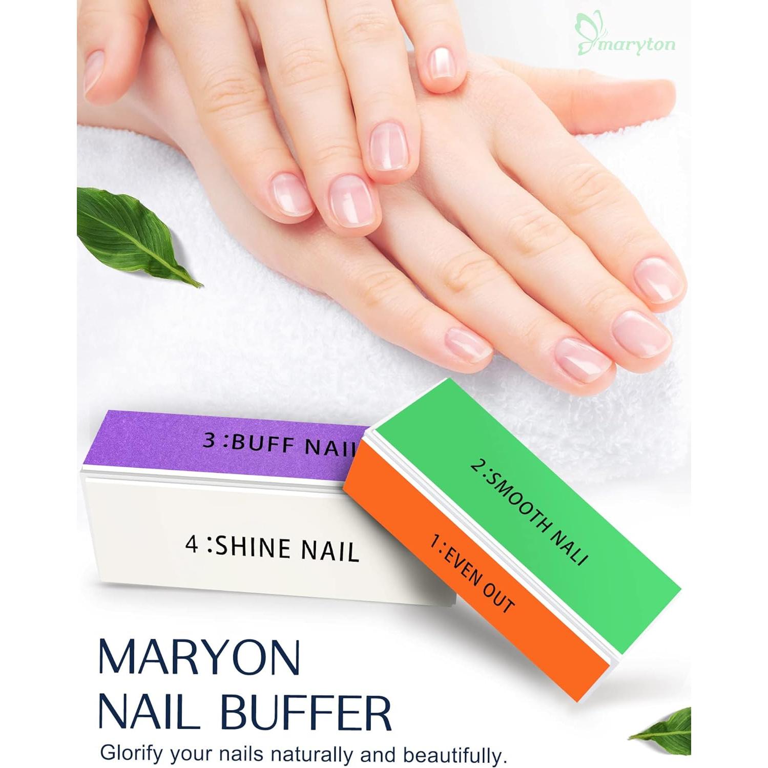 Bloque de Pulido de Uñas Maryton - 4 Métodos para Brillo Natural