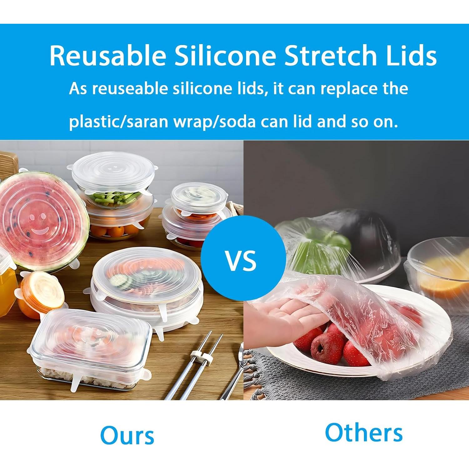 6 Tapas de Silicona Estirables Bntyok - Redondas, Reutilizables