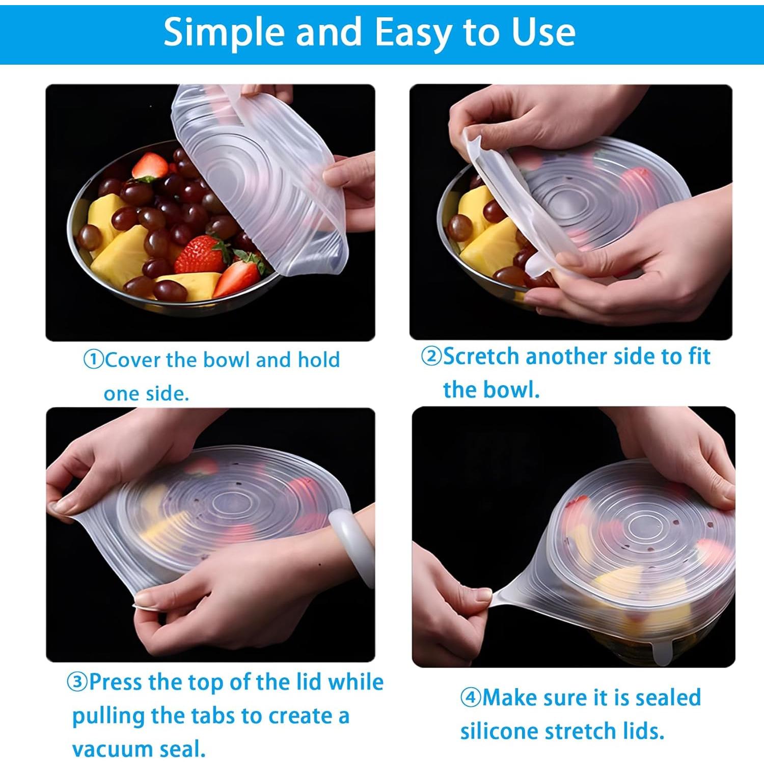 6 Tapas de Silicona Estirables Bntyok - Redondas, Reutilizables