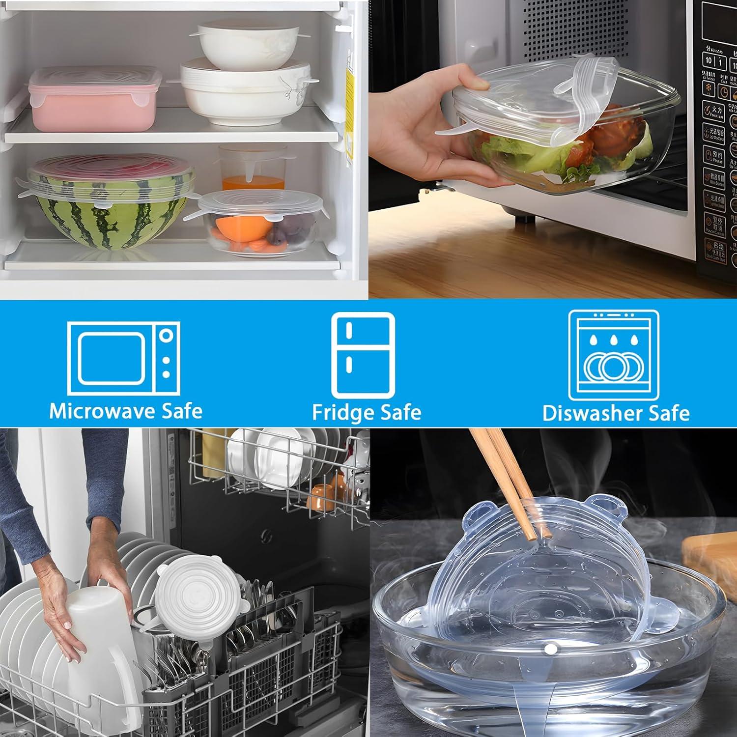 6 Tapas de Silicona Estirables Bntyok - Redondas, Reutilizables