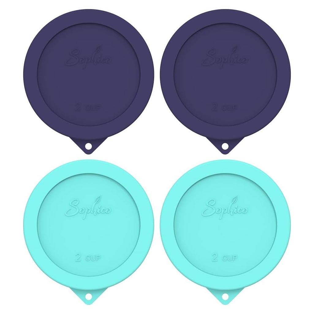 Tapa de Silicona Redonda SOPHICO 2 Tazas Azul Marino-Menta