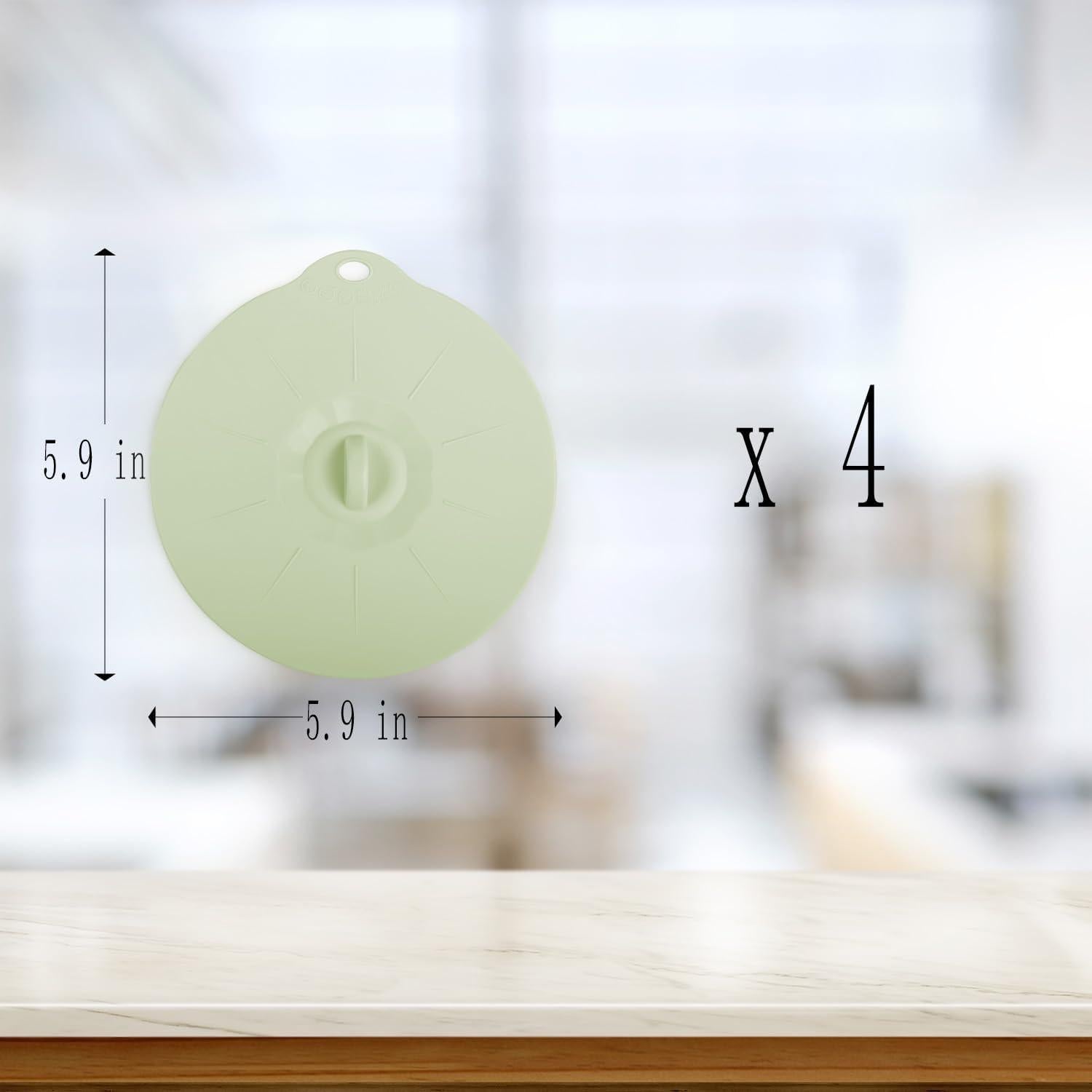 4 Tapas de Silicona Verde Claro para Tazas y Cuencos - S