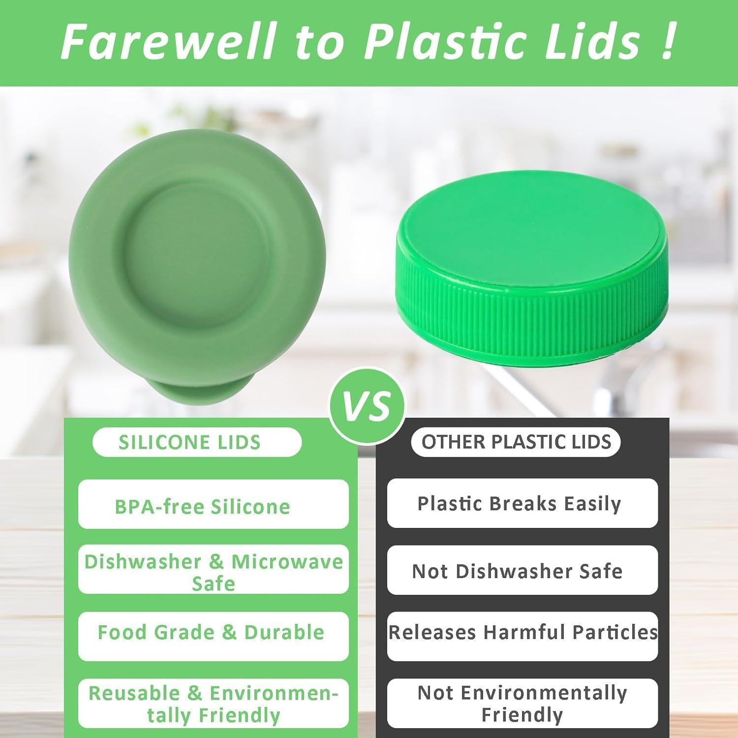 Paquete de 8 tapas de silicona BAOBAOJOY 48mm reutilizables