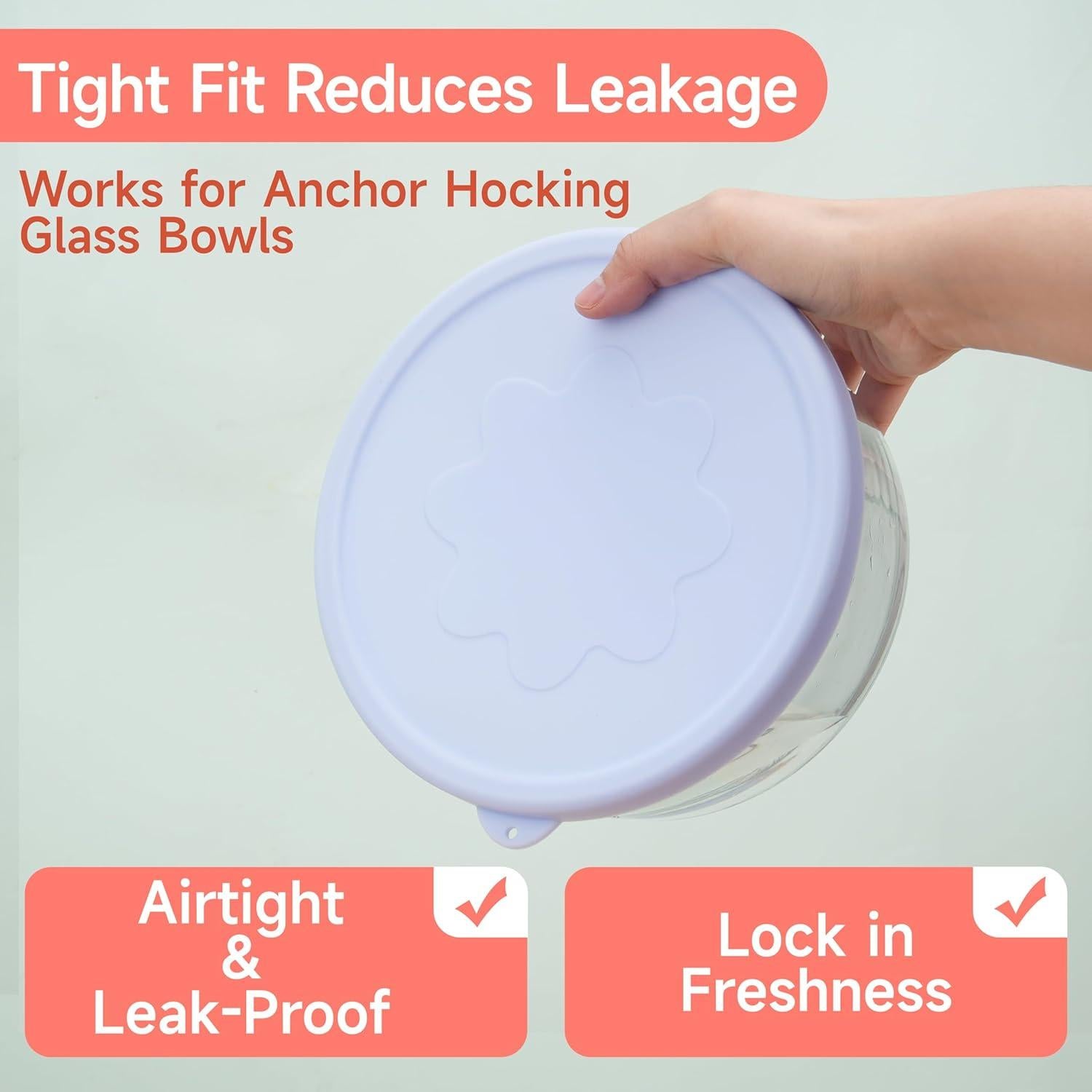 Tapa de Silicona LUVCOSY para Recipientes de Vidrio 7 Tazas - 2 Paquete