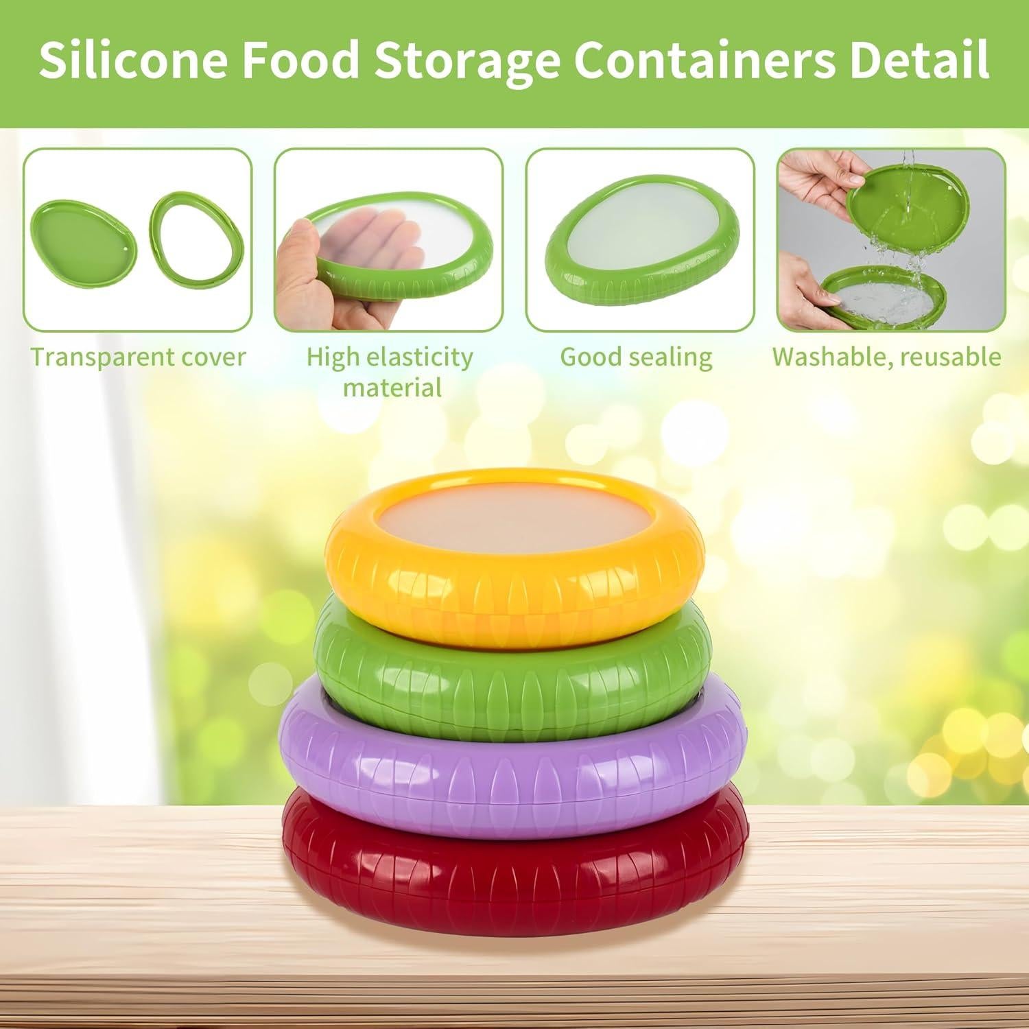Contenedor de Almacenamiento de Silicona 4Pcs Hangmory para Frutas