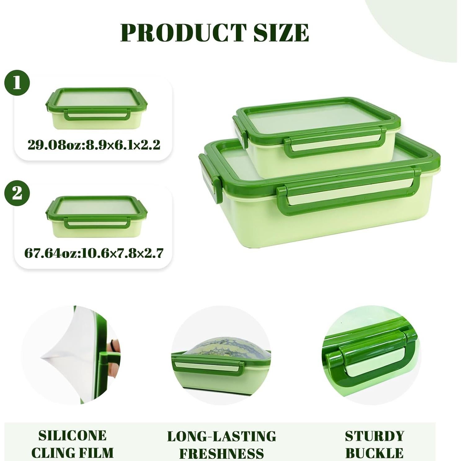 Juego de 2 Contenedores de Almacenamiento de Silicona Verde