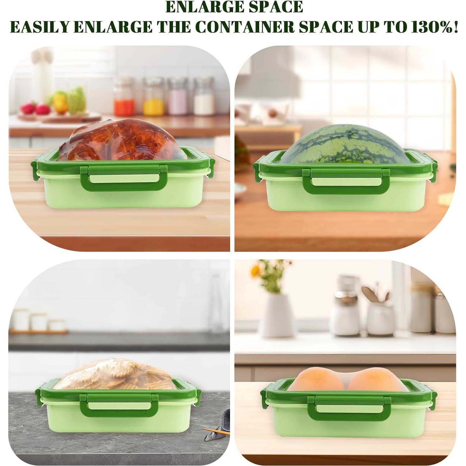 Juego de 2 Contenedores de Almacenamiento de Silicona Verde