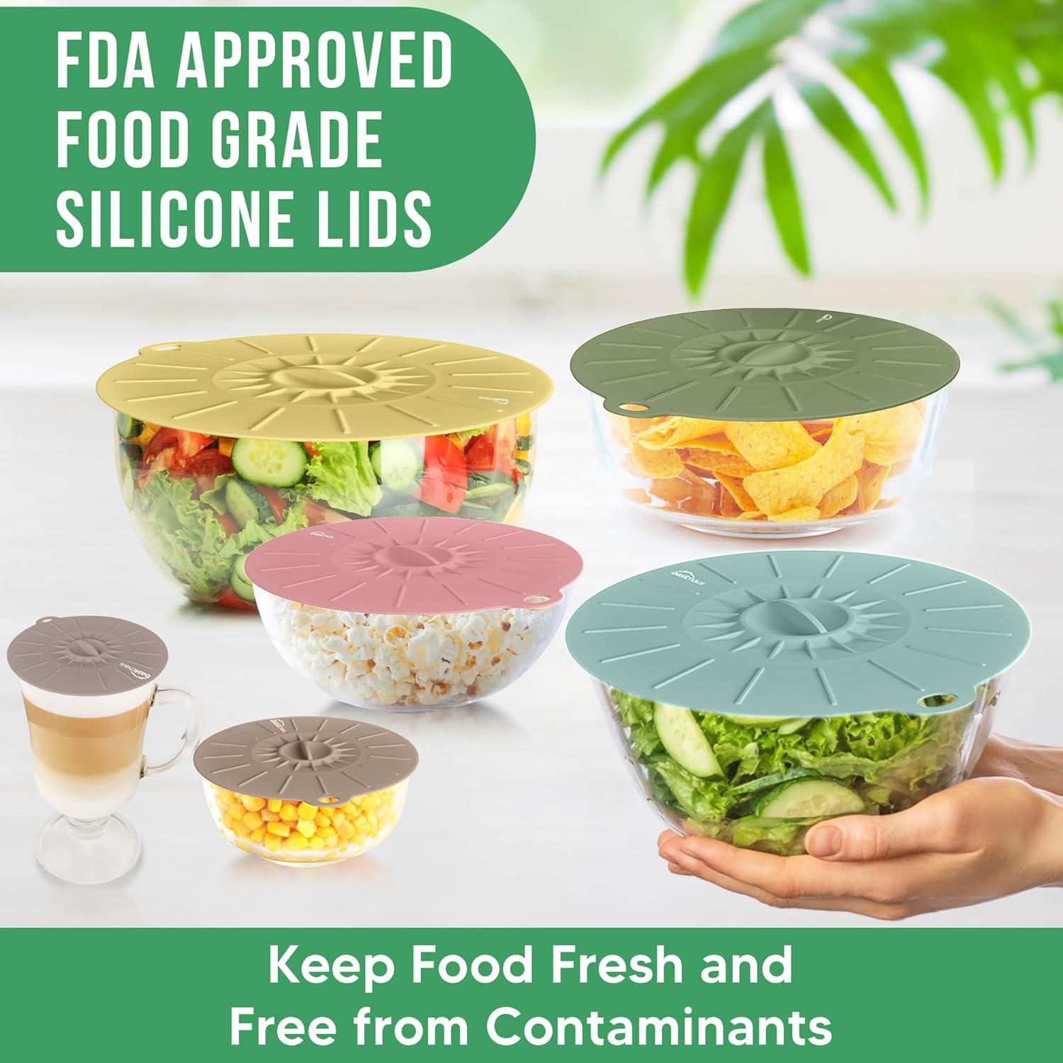 Tapas de Silicona Reutilizables Basic Haus - 6 Piezas - Grado Alimenticio