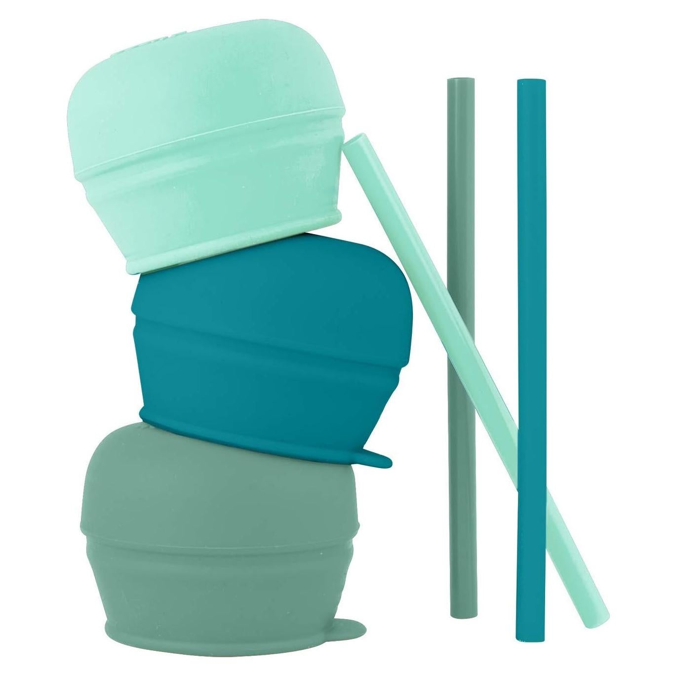 Tapa y Popotes de Silicona Boon Snug Verde - 3 Piezas
