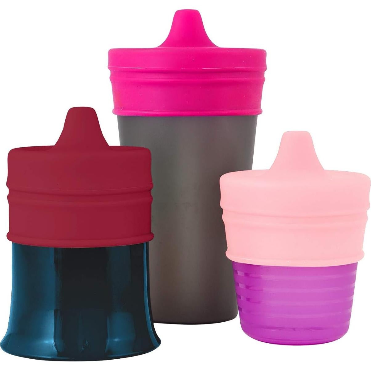 Tapa Sippy de Silicona Boon Snug - 3 Piezas Rosa para Niños