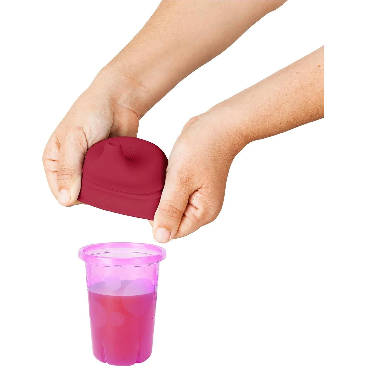 Tapa Sippy de Silicona Boon Snug - 3 Piezas Rosa para Niños