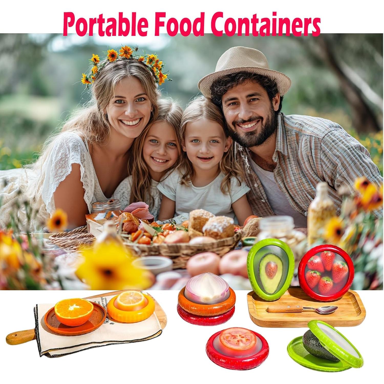 Juego de 4 Contenedores de Silicona Zyphora para Frutas y Verduras