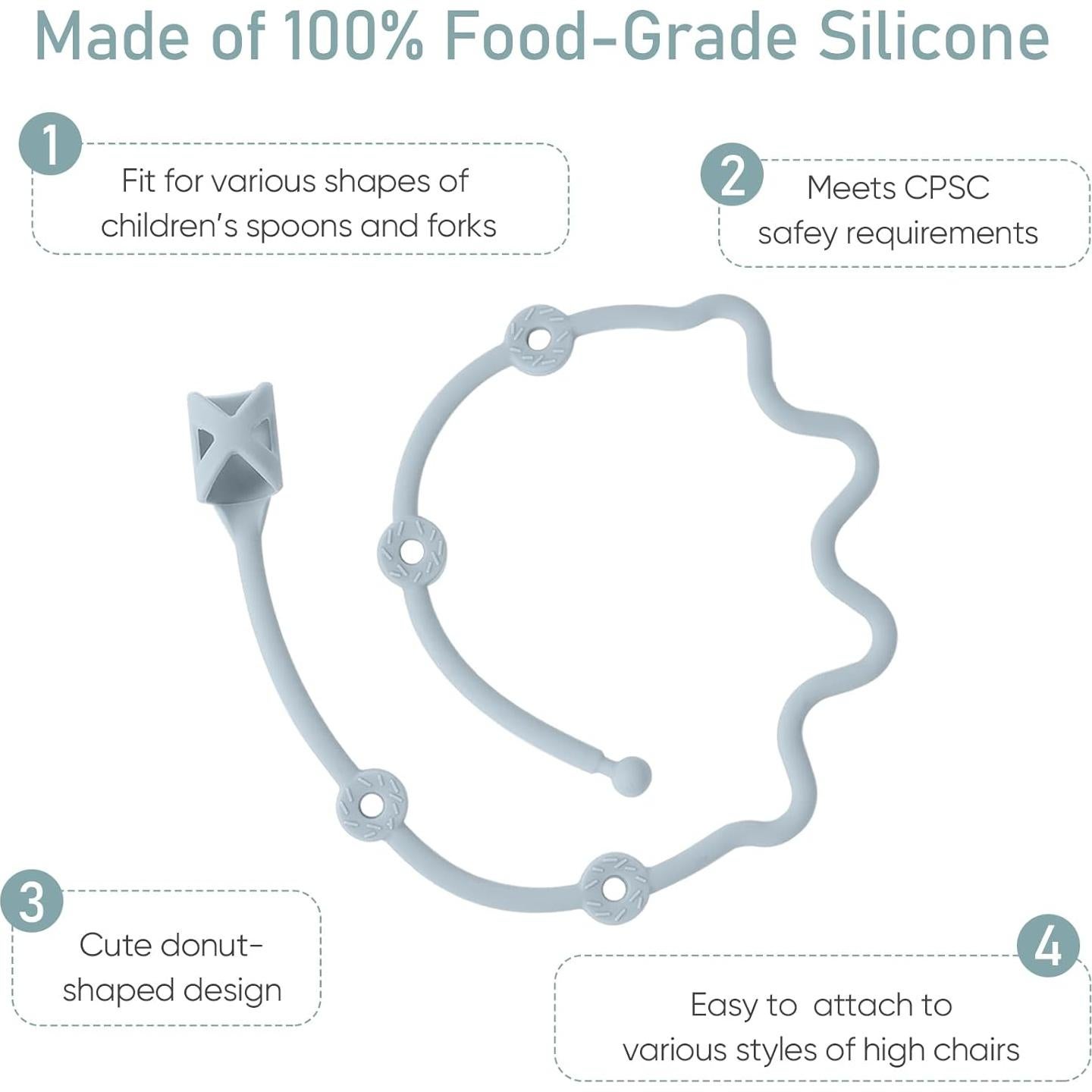 Correa de Utensilios para Bebés Silicona Verde y Azul