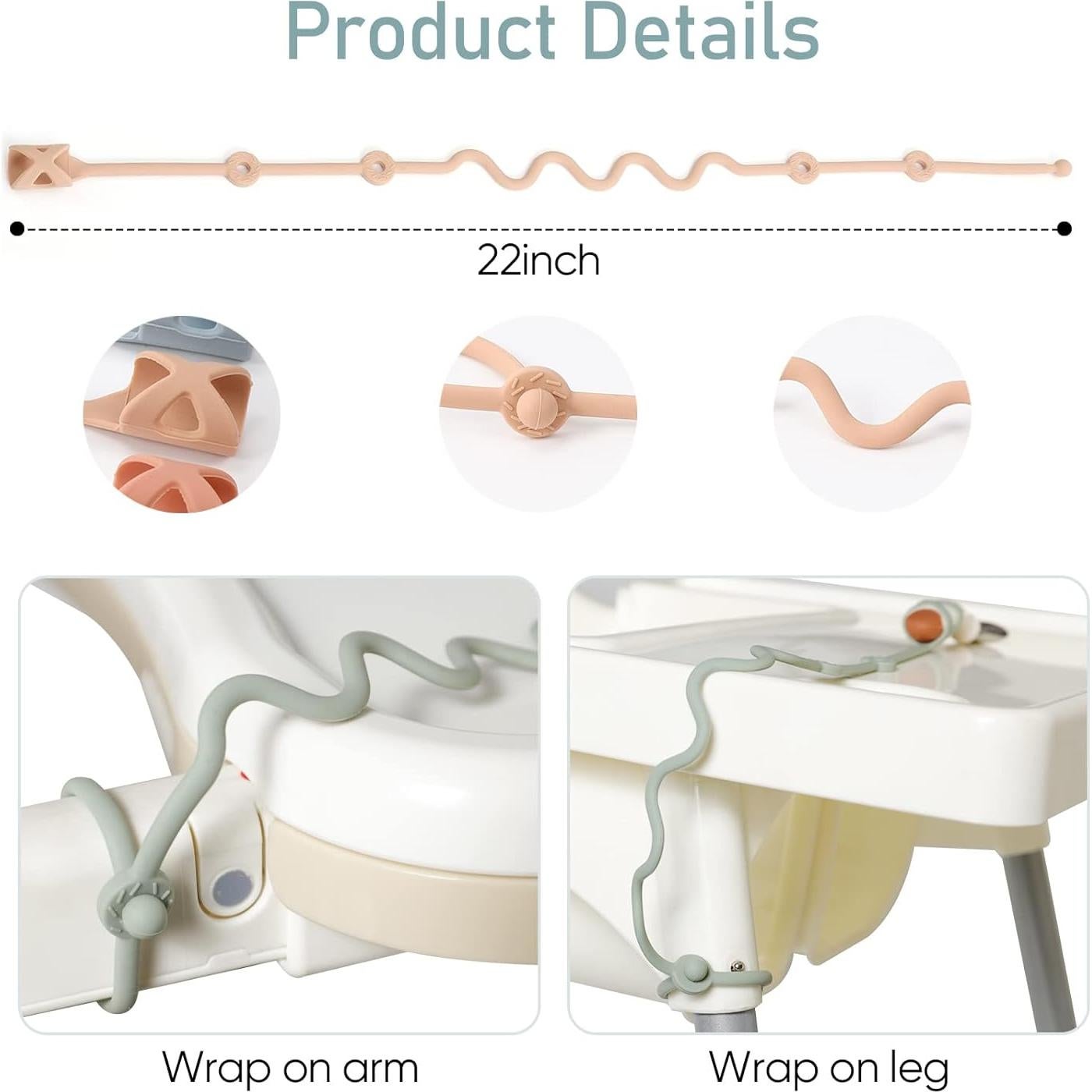 Correa de Utensilios para Bebés Silicona Verde y Azul