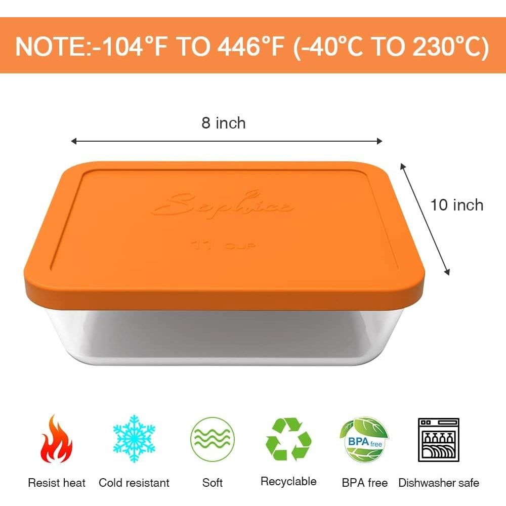 Cubiertas de Silicona Rectangulares 11 Tazas SOPHICO Naranja 2 Pack
