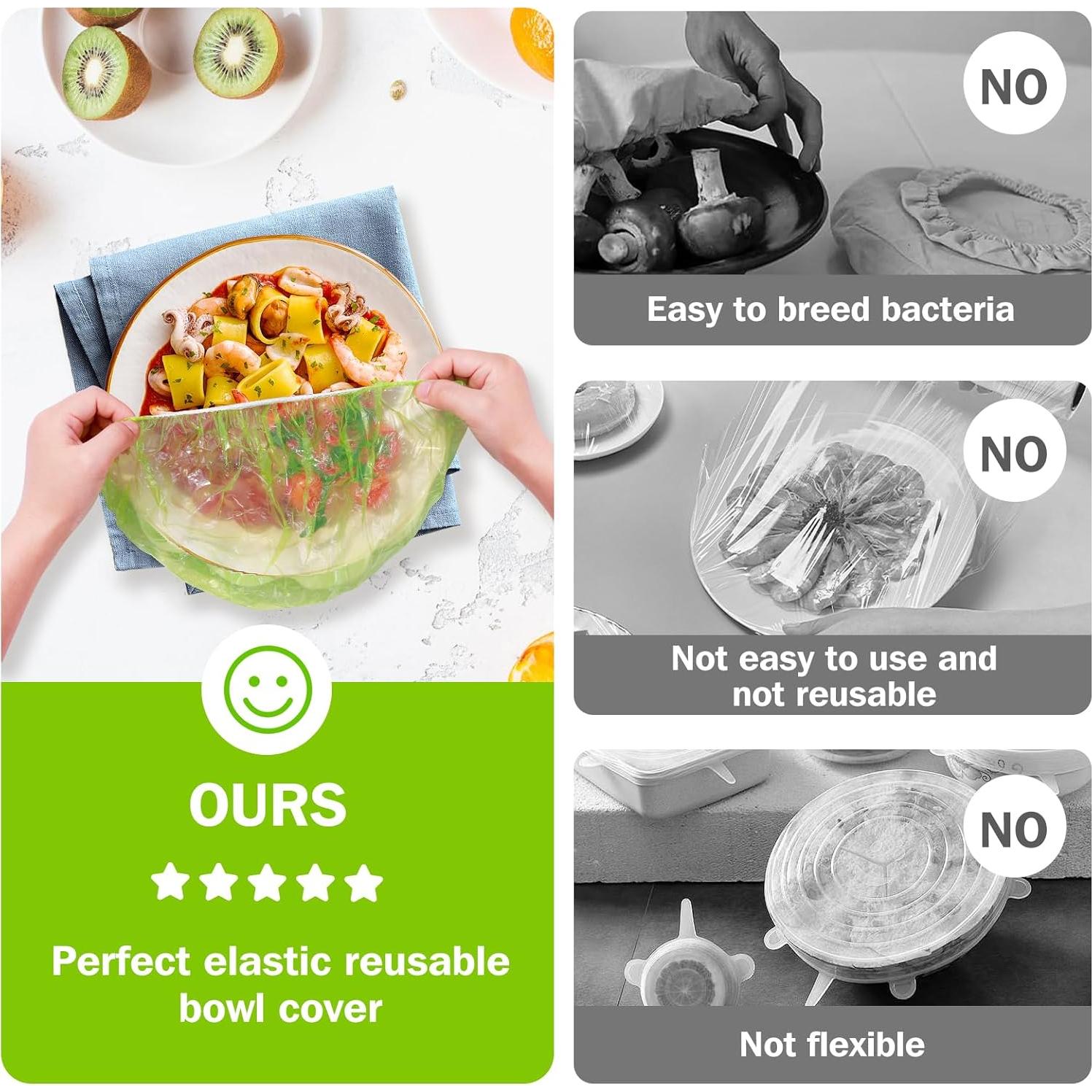 Cubiertas Elásticas Reutilizables para Tazones mwellewm - 60 Piezas