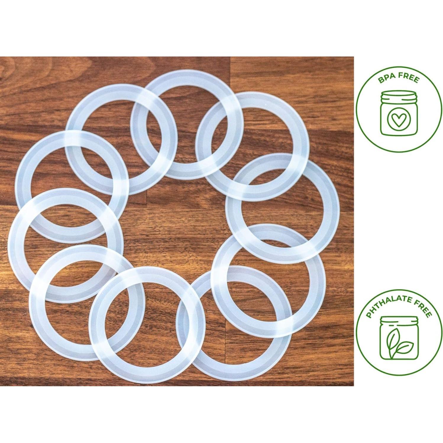 Juntas de Sellado de Silicona Platino Mason Jar - 10 Pcs Boca Regular