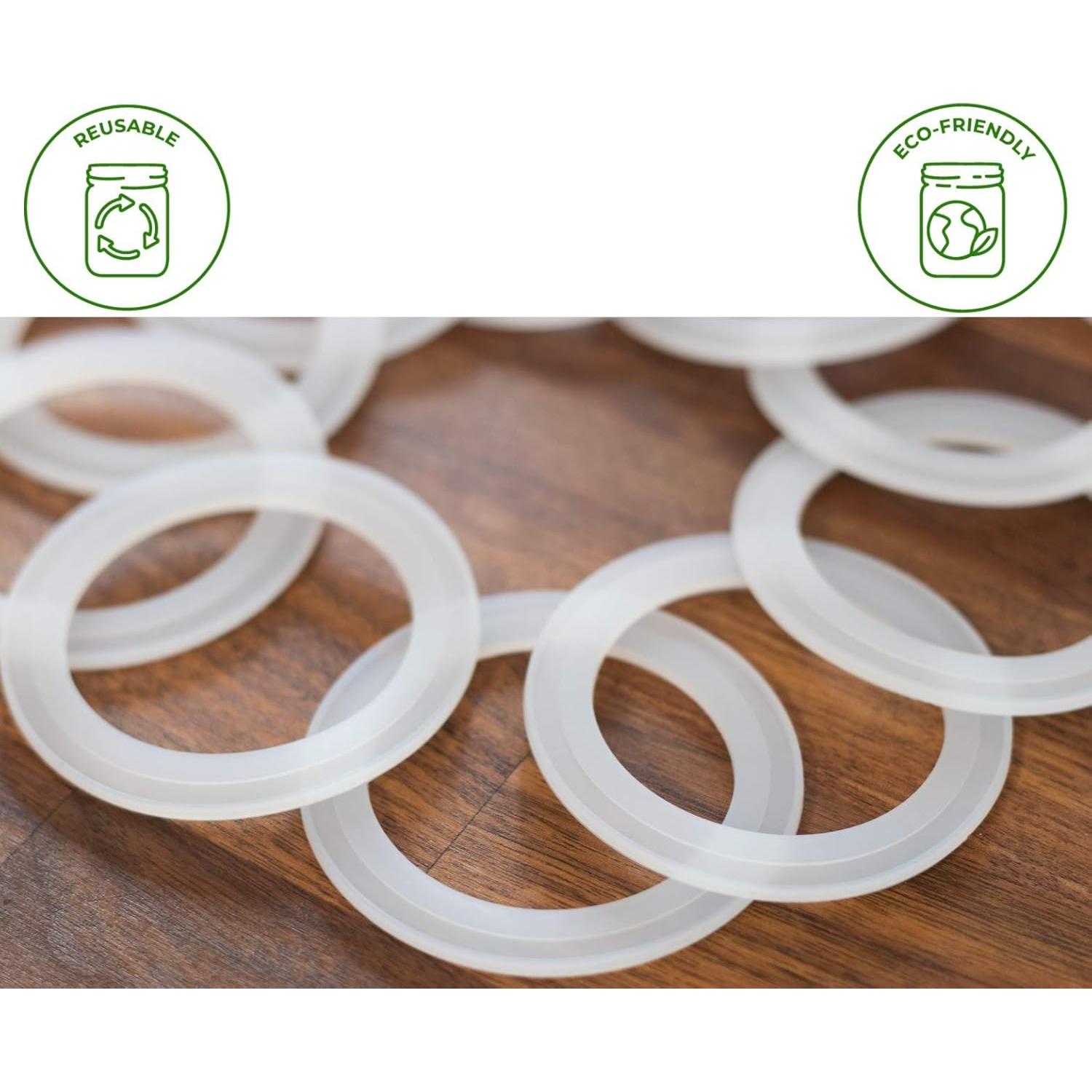 Juntas de Sellado de Silicona Platino Mason Jar - 10 Pcs Boca Regular