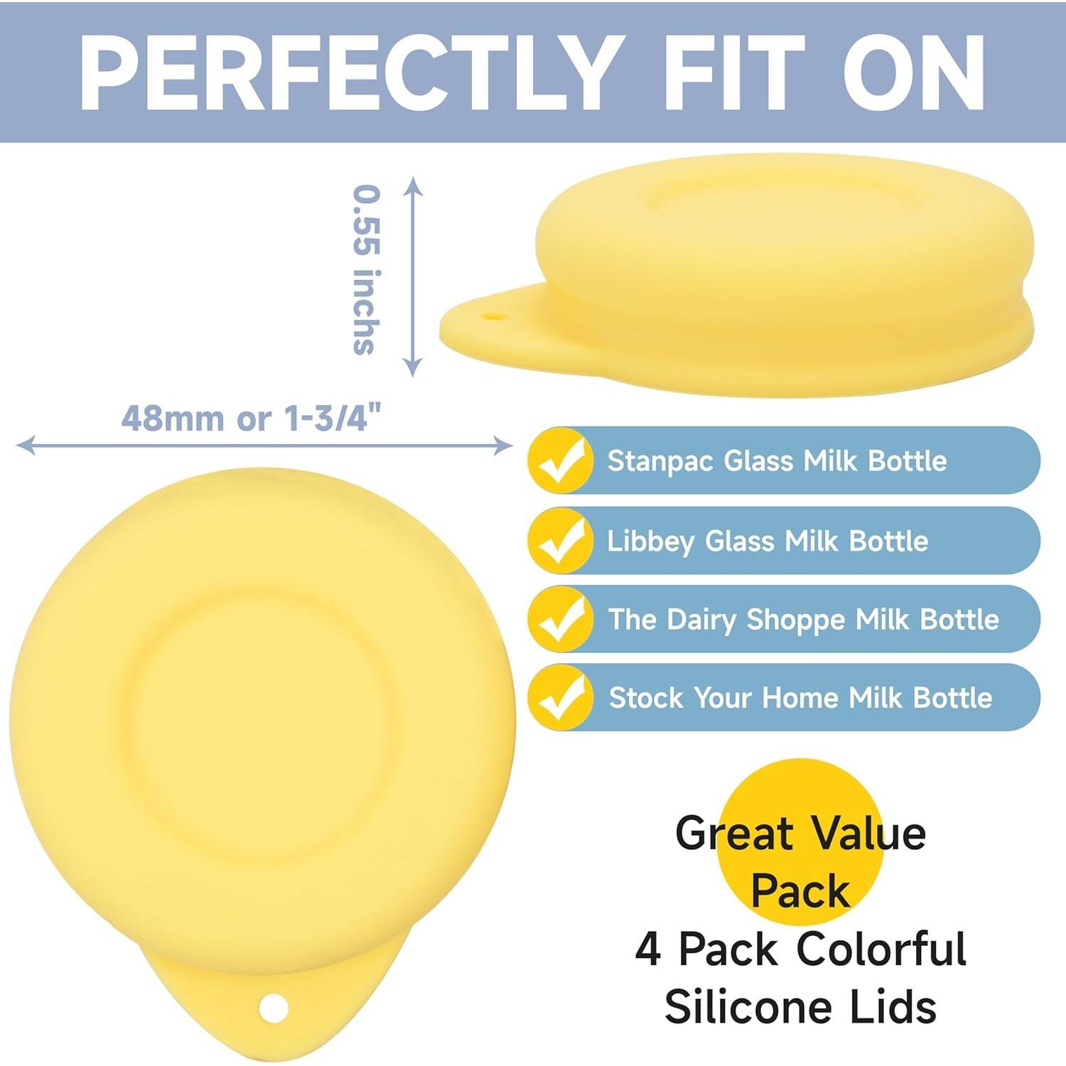 Paquete de 4 Tapas de Silicona Purekra 48mm para Botellas