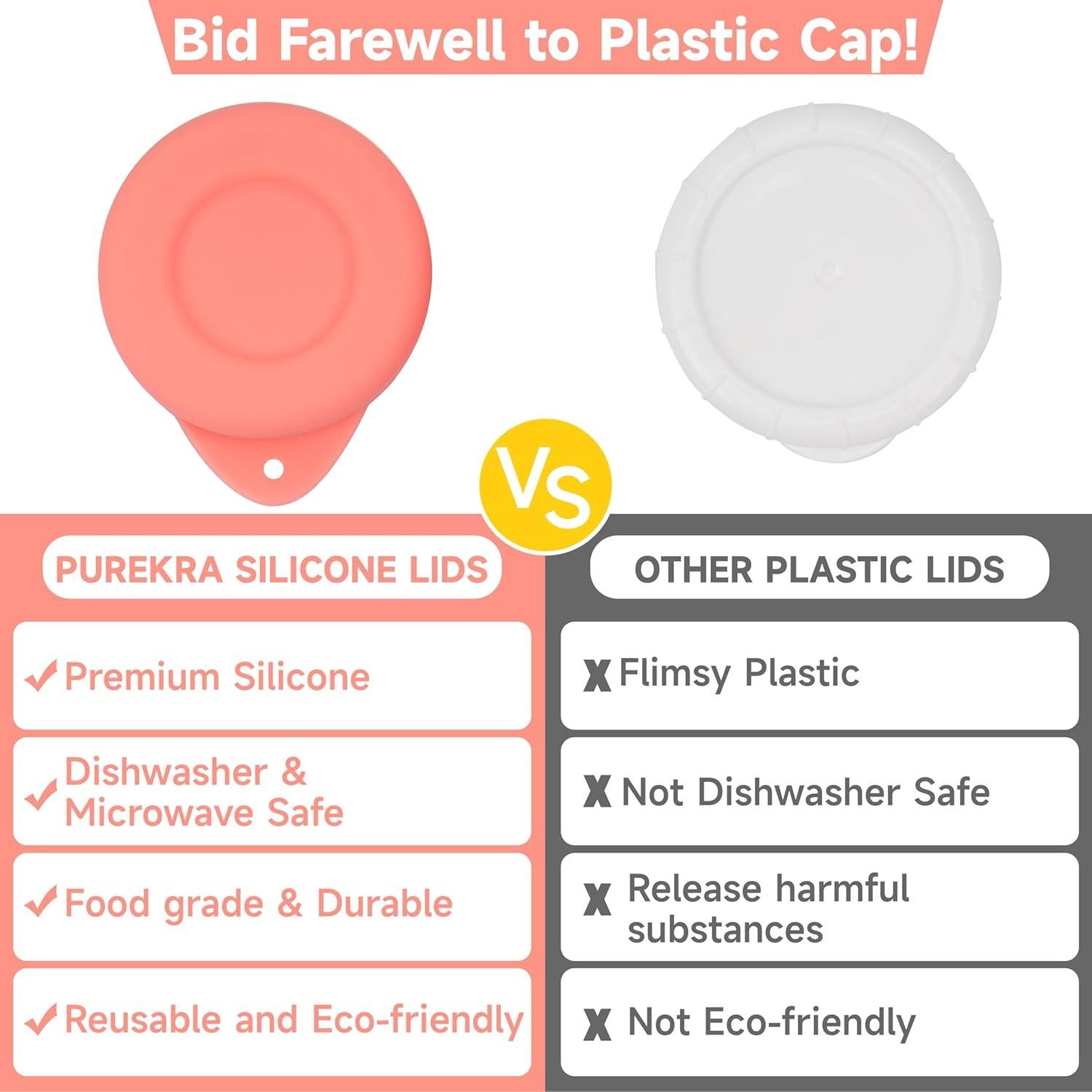 Paquete de 4 Tapas de Silicona Purekra 48mm para Botellas