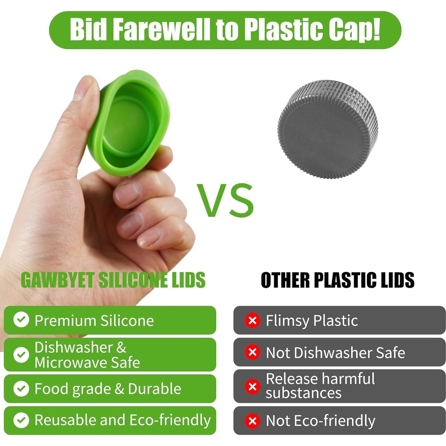 Tapas de Botellas de Silicona GAWBYET 48mm Reutilizables - 6 Piezas