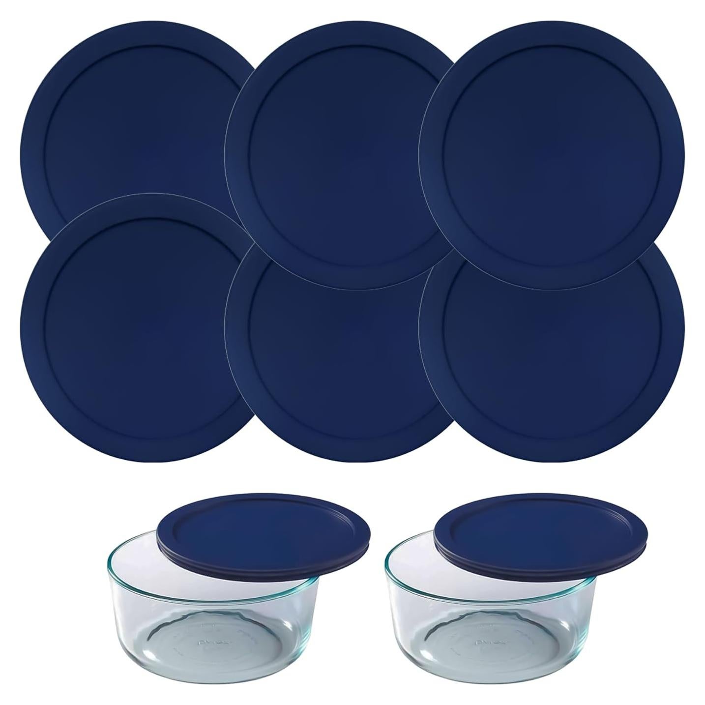 Tapa de Madera para Contenedores de Vidrio Pyrex - 6 Piezas Azul 12.1 cm