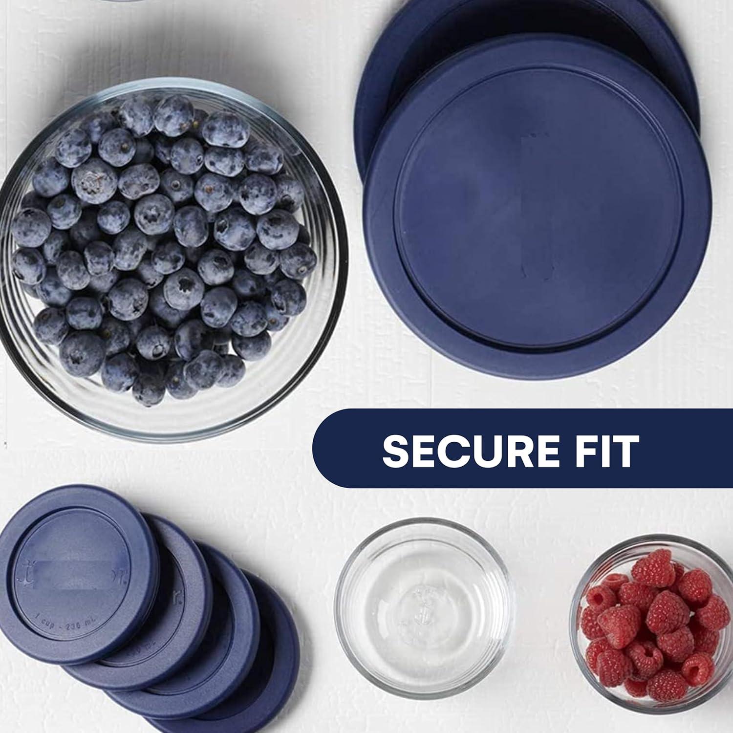 Tapa de Madera para Contenedores de Vidrio Pyrex - 6 Piezas Azul 12.1 cm