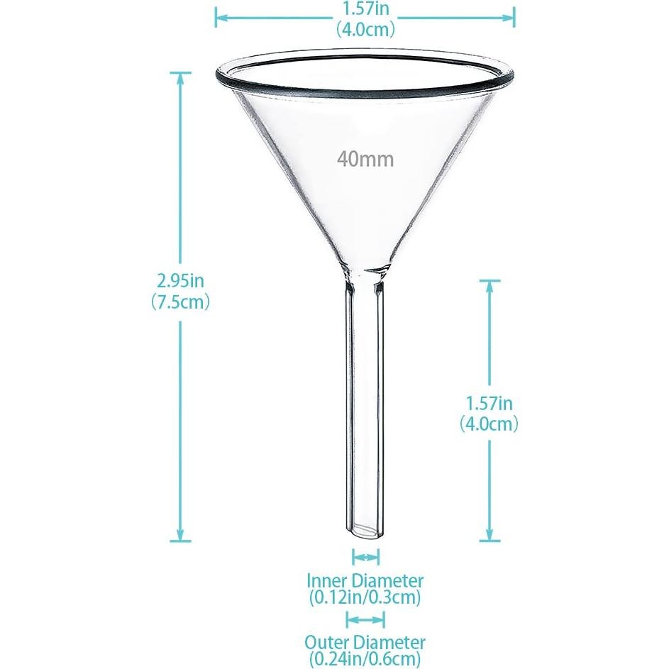 Juego de 2 embudos de vidrio HUAOU 40mm para laboratorio