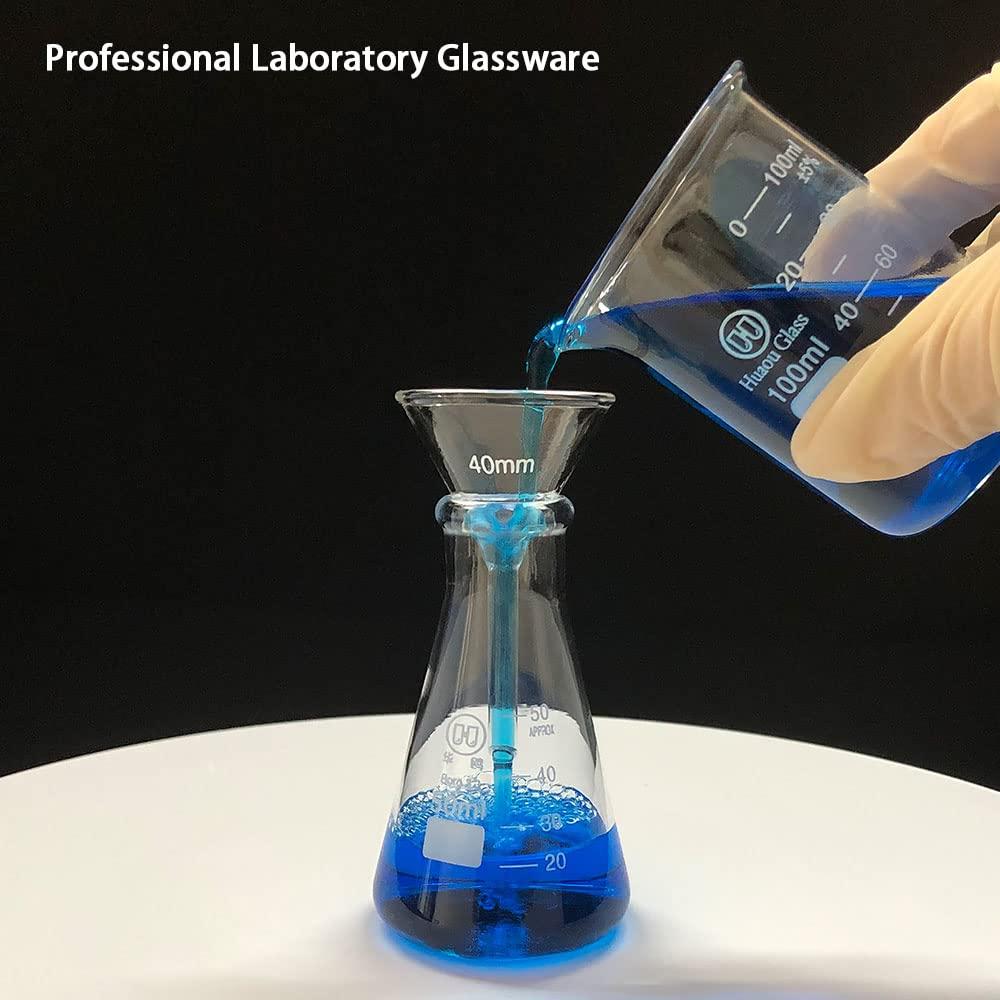 Juego de 2 embudos de vidrio HUAOU 40mm para laboratorio