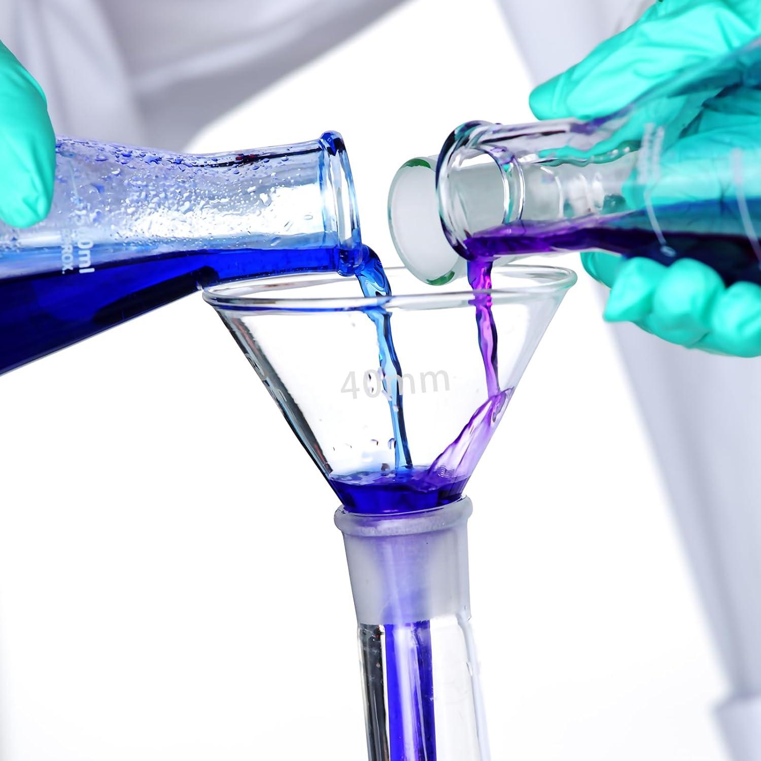 Juego de 2 embudos de vidrio HUAOU 40mm para laboratorio