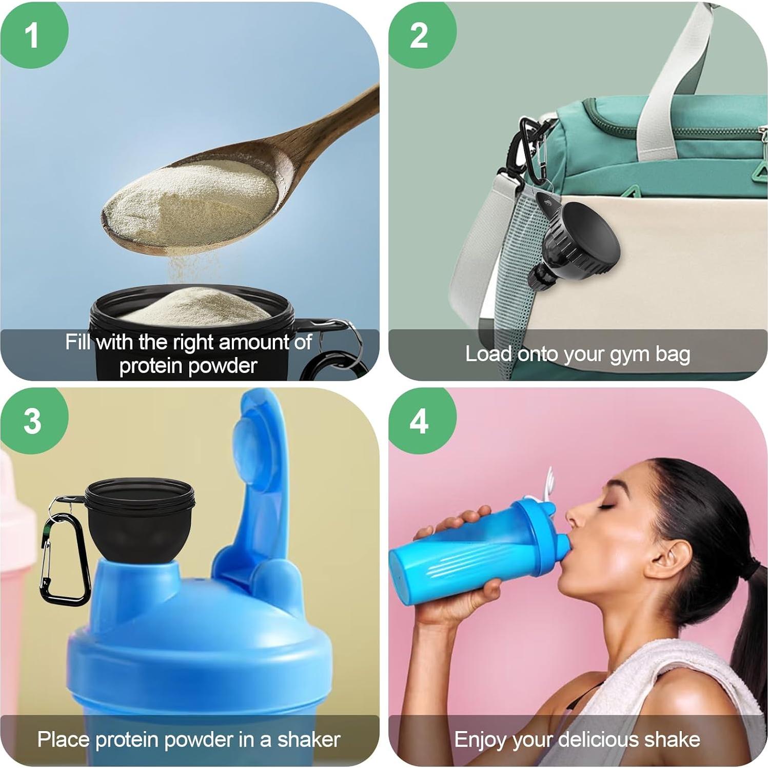 Paquete de 2 Contenedores de Polvo de Proteína con Embudo 50ml