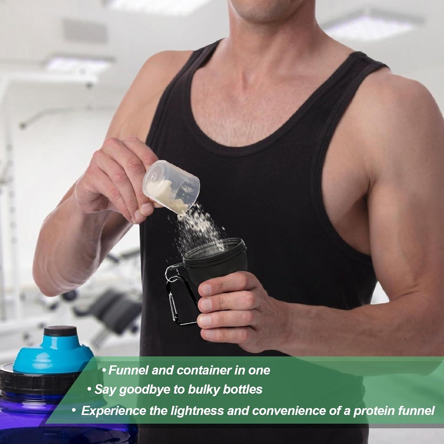 Paquete de 2 Contenedores de Polvo de Proteína con Embudo 50ml