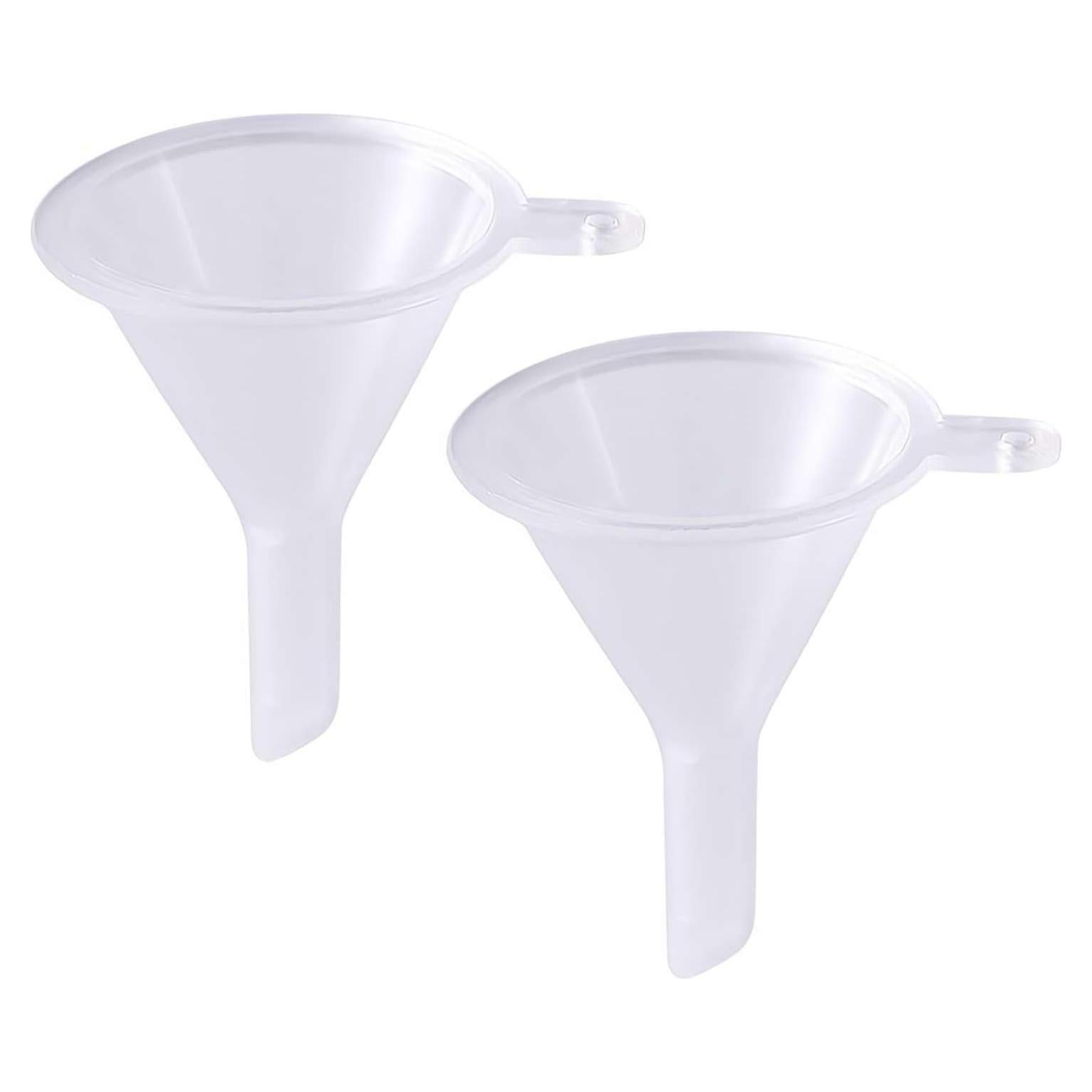 Juego de 2 Mini Embudos de Plástico Transparente para Líquidos