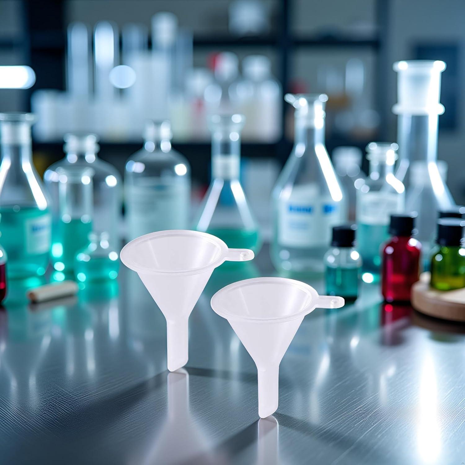 Juego de 2 Mini Embudos de Plástico Transparente para Líquidos