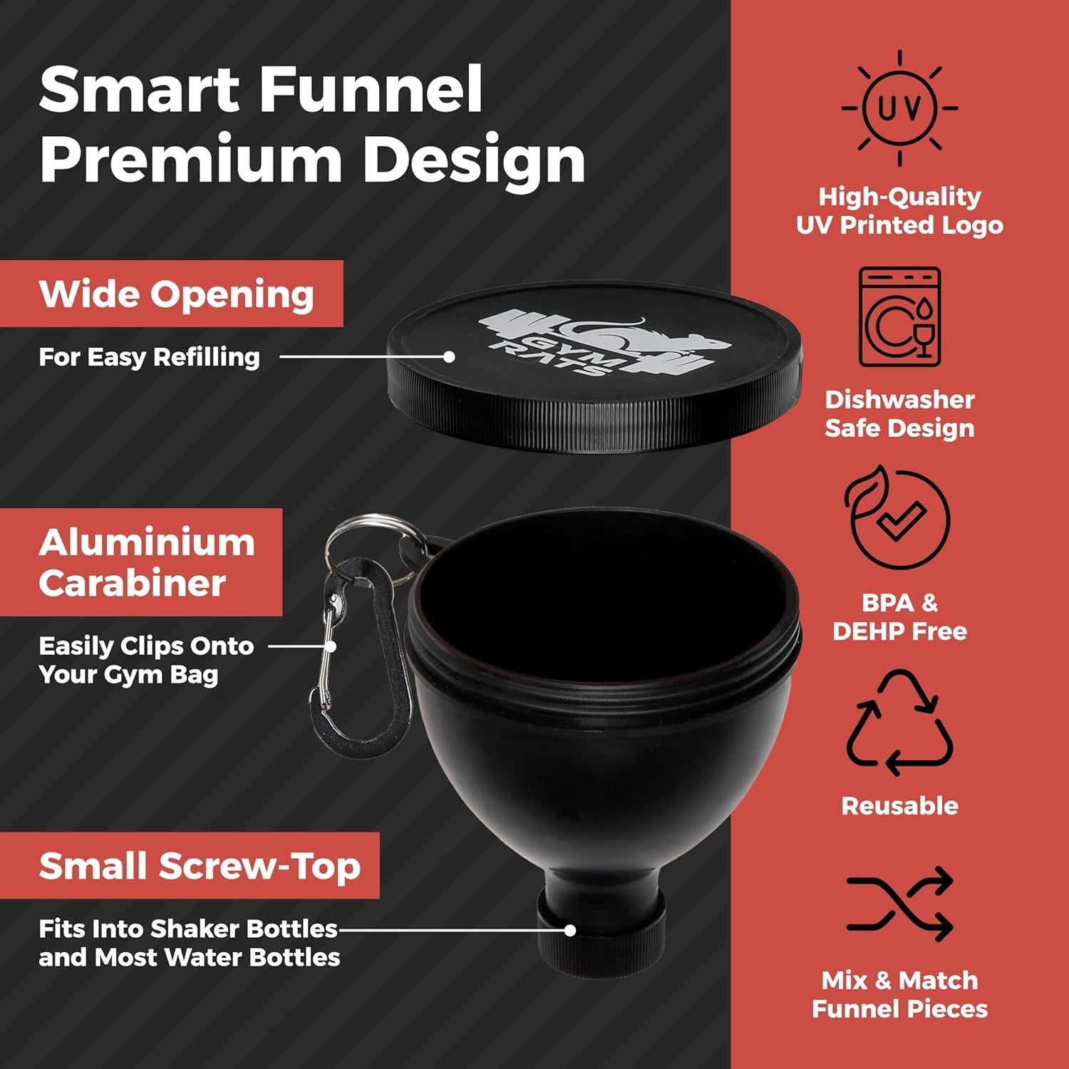 Juego de 4 Embudos para Proteína GYM RATS - 200ml