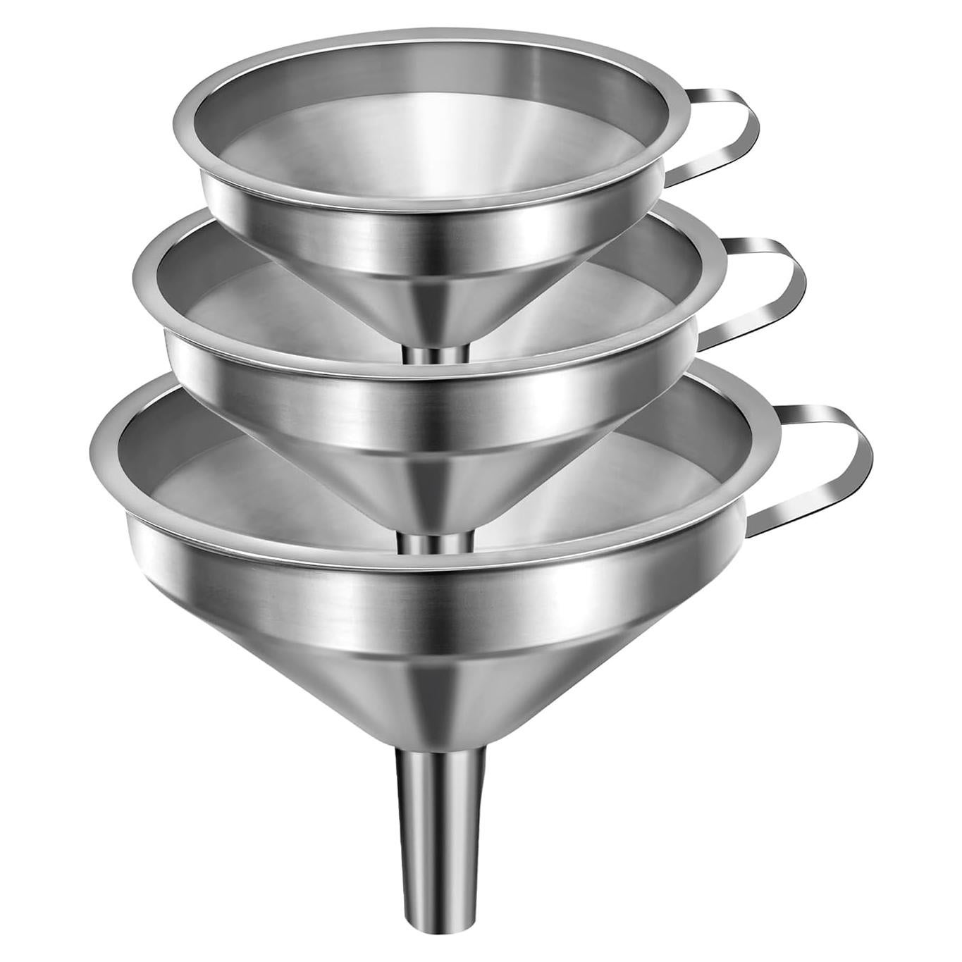 Juego de 3 Embudos de Acero Inoxidable Yokudo para Cocina