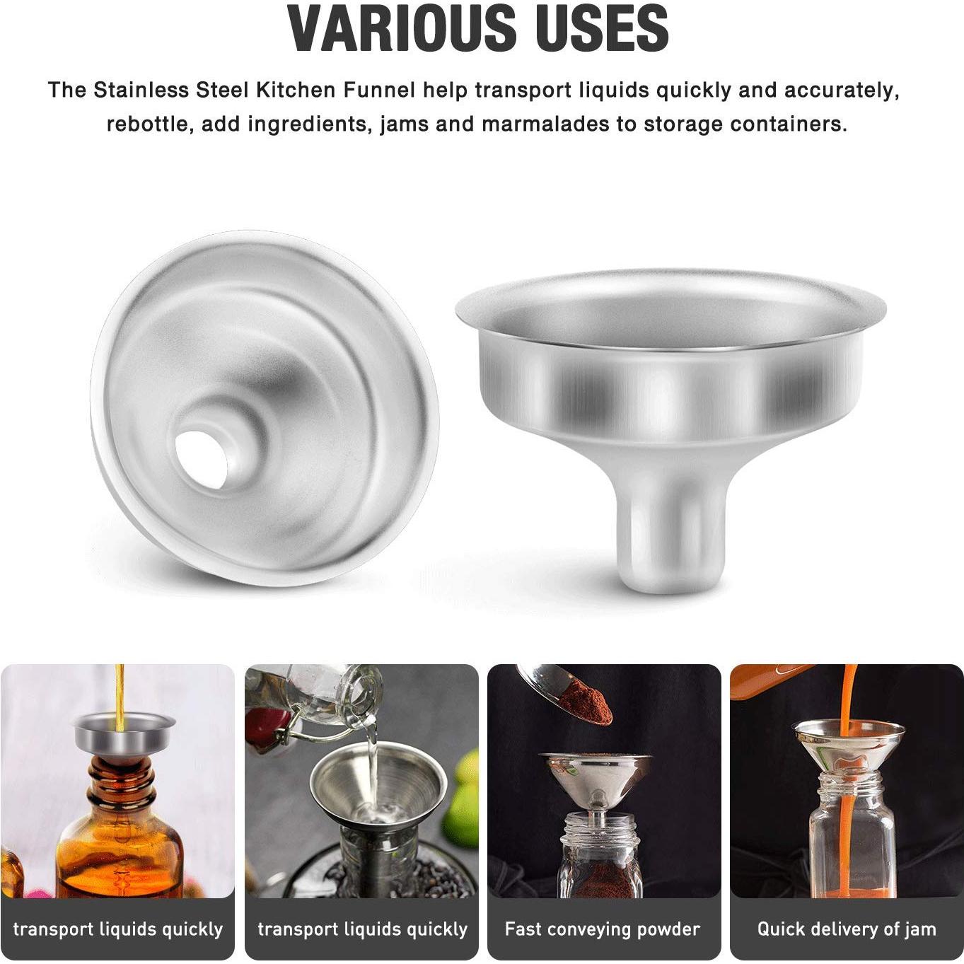 Mini embudo de acero inoxidable Yesker 6PCS para aceites