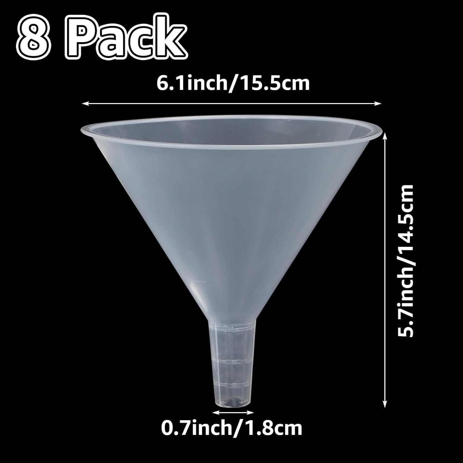 Juego de 8 Embudos de Plástico Transparentes CYEAH 15 cm