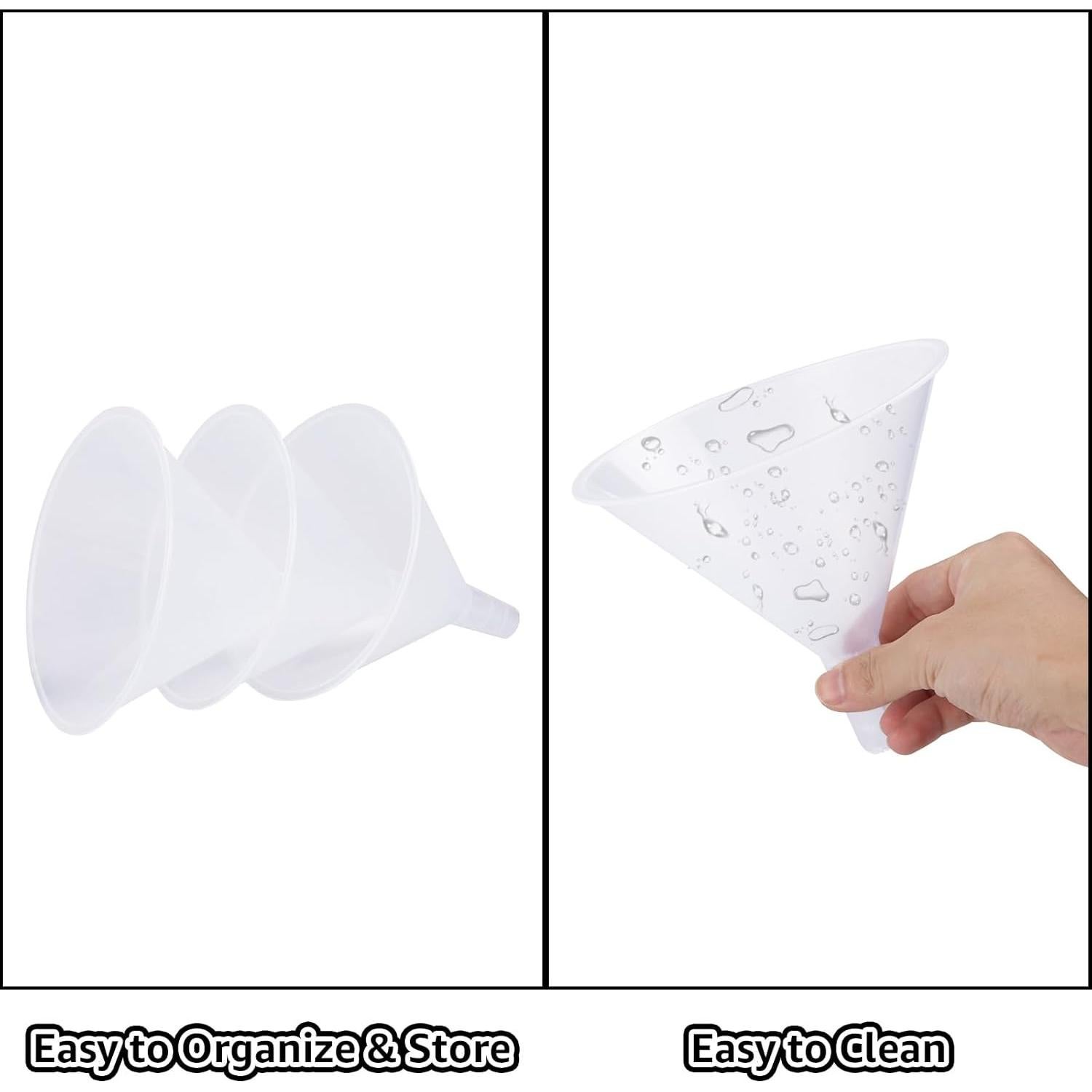 Juego de 8 Embudos de Plástico Transparentes CYEAH 15 cm