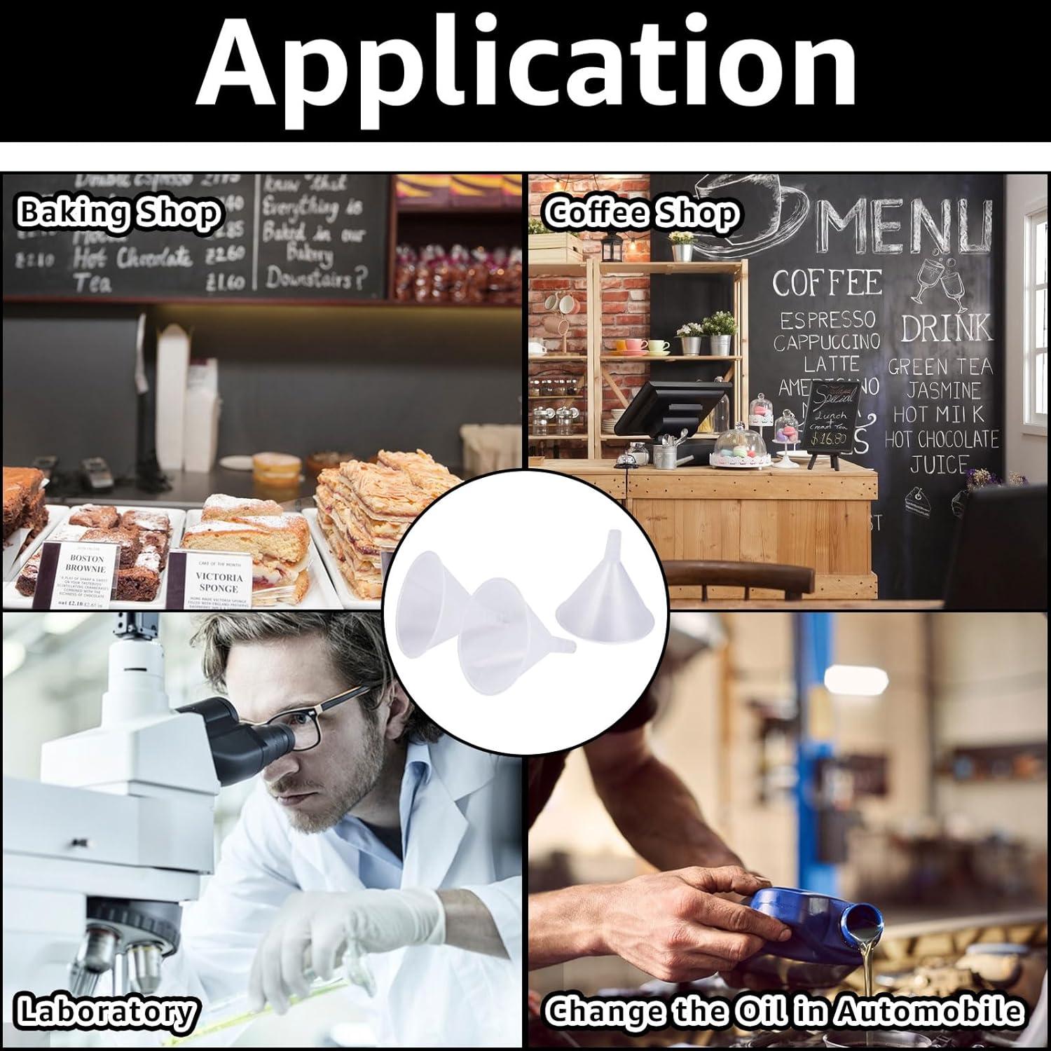 Juego de 8 Embudos de Plástico Transparentes CYEAH 15 cm